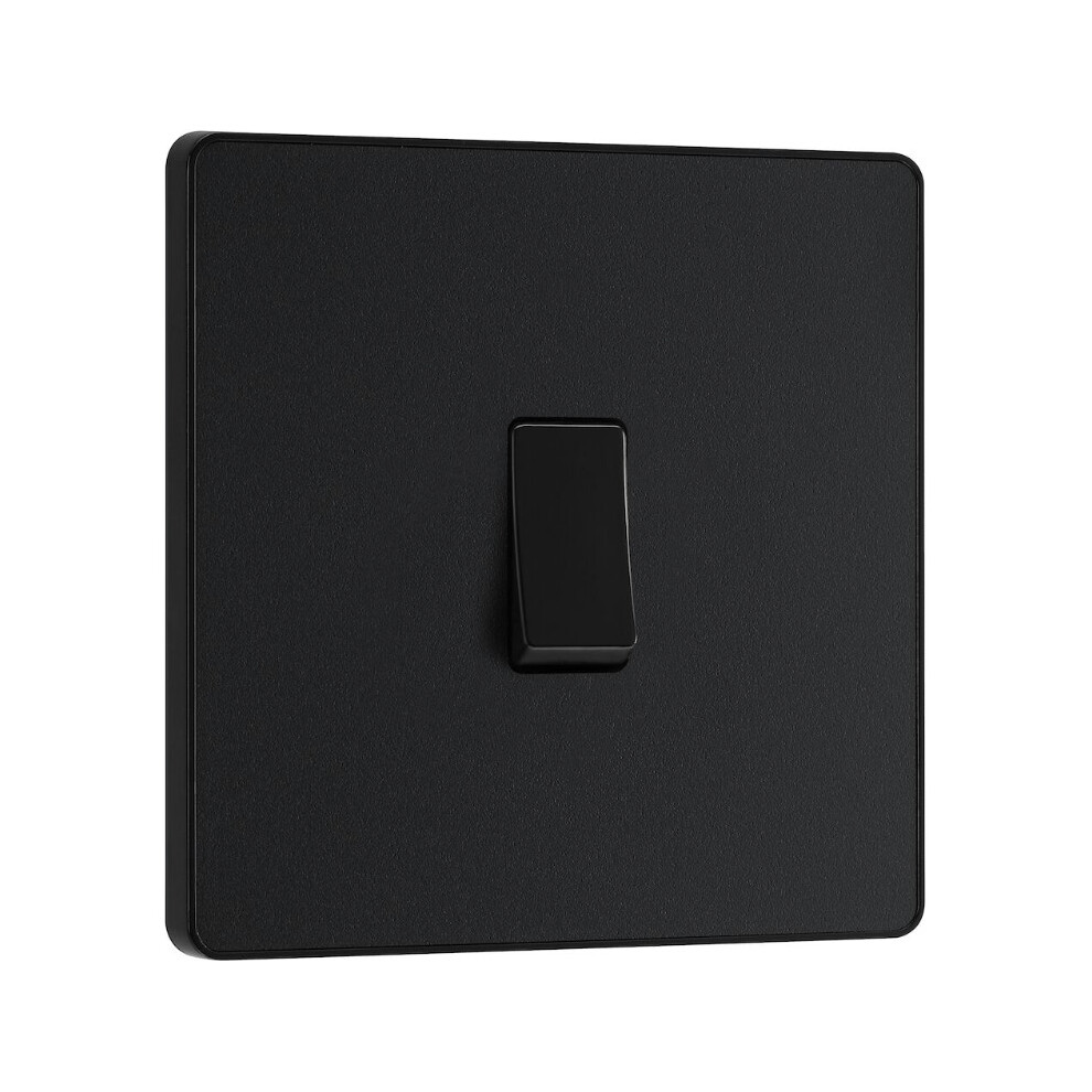 BG Evolve Matt Black Single Light Switch 20A 16AX 2 Way - PCDMB12B