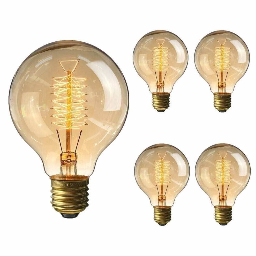 4Pcs Kingso E26 G80 60W Ac110v 64A Warm Retro Edison Incandescent Bulb For Home White/Amber/Light