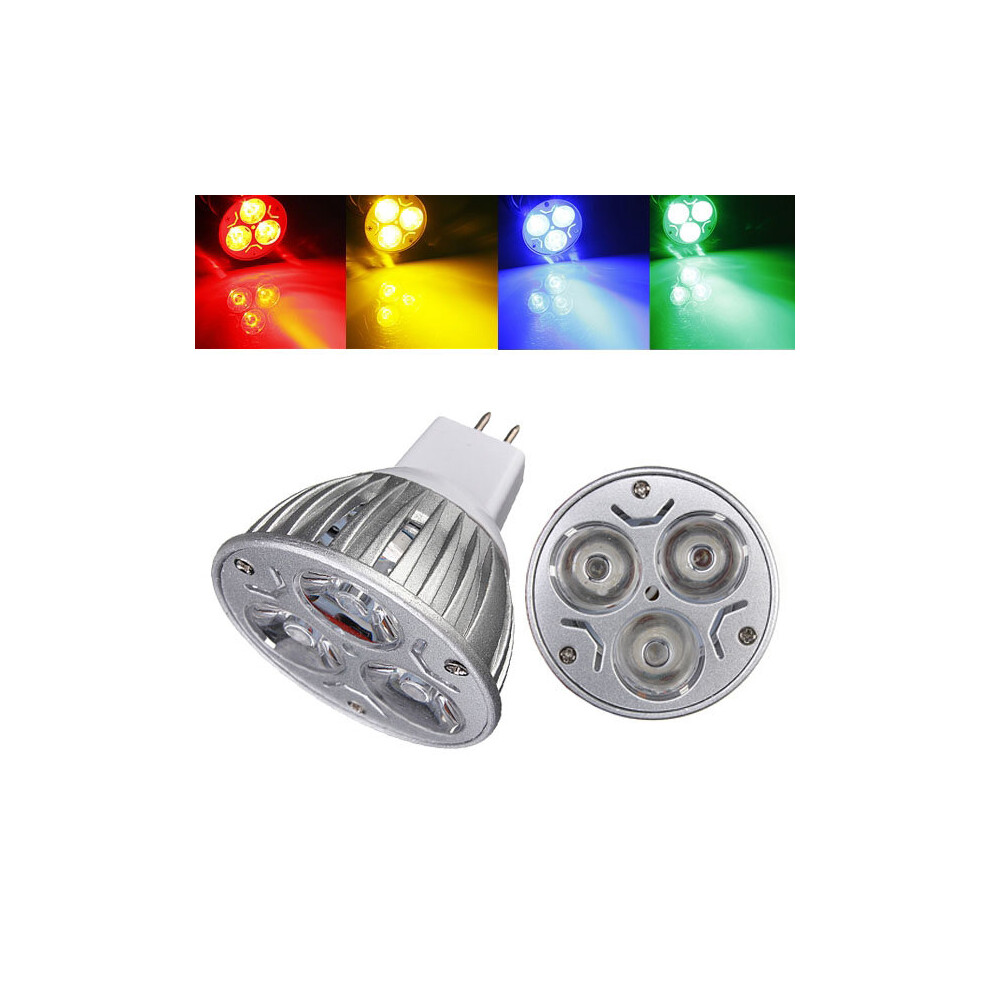 MR16 3W DC 12V 3 LEDs Red/Yellow/Blue/Green LED Spot Light Bulbs