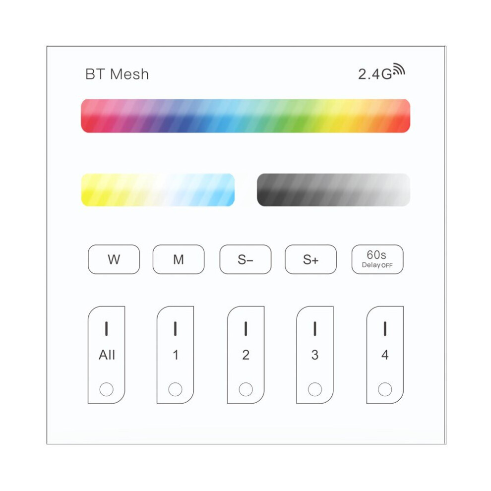 Battery Powered ZJ-TRBM-RGBWC-D bluetooth Mesh RGBCW Smart Touch Panel Dimmer Controller Work With Alexa