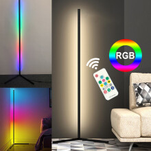 LED Corner Floor Lamp Hue RGB Colours Black Body Minimalist with Remote