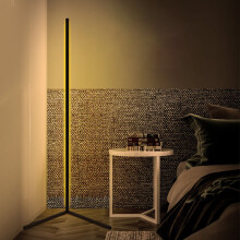 1.1/1.4/1.6M LED Dimmable Corner Floor Lamp with Remote Multicolor Black Housing