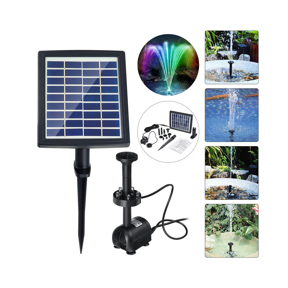 Solar Powered LED Colorful Light Fountain Water Pump Floating Garden Pond Pool Fish Bird Bath