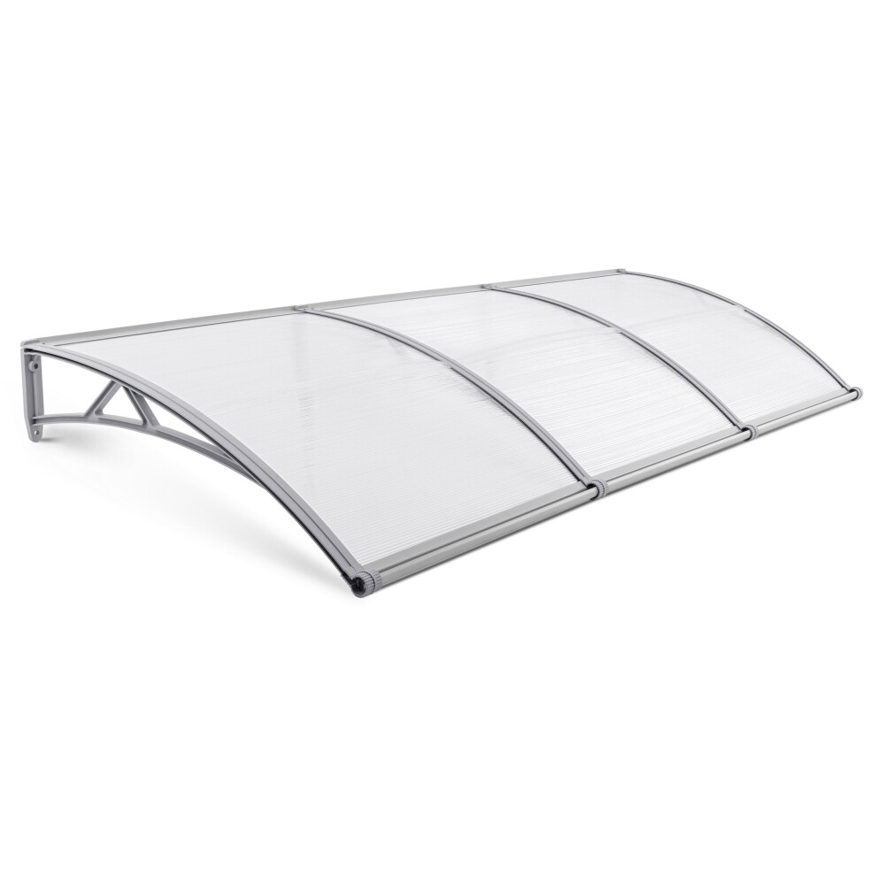 ((Grey)) Front Door Canopy Awning Rain Shelter Outdoor Porch Shade 270 x 98.5cm