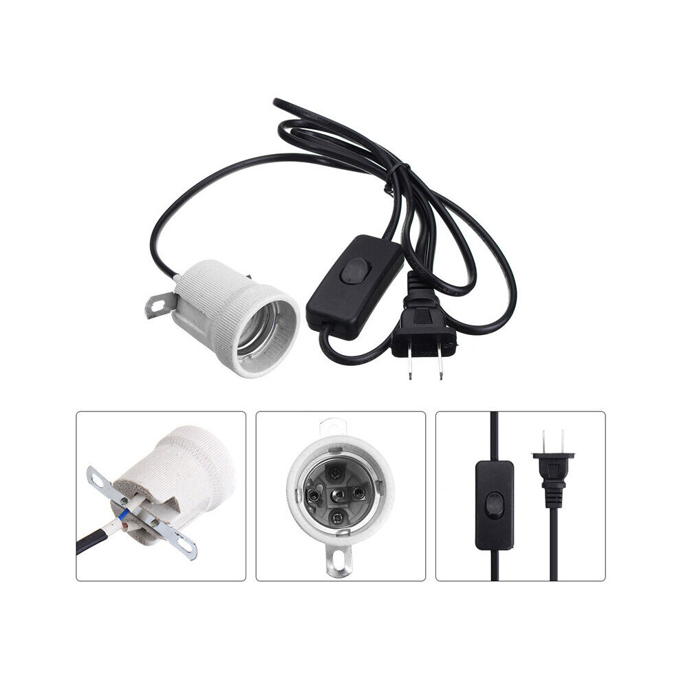 E27 300W Ceramic Light Bulb Lamp Holder High Temperature Resistance Screw Head with Switch