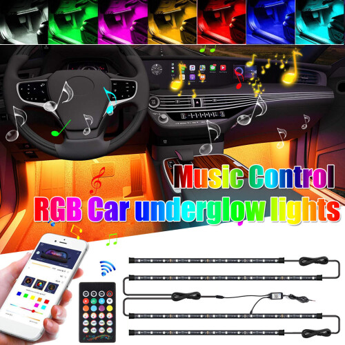 RGB LED Under Car Tube Strip Underglow Body Neon Light Bluetooth+RF ...