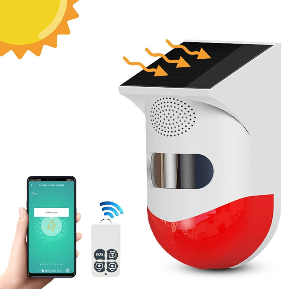 Outdoor Solar Power Alarm Wifi/Remote Control Security Motion Sensor Detector 417974824080