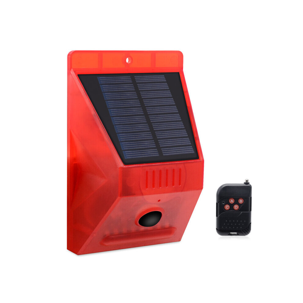 Solar/Usb Powered Alarm Light Remote Control Human Body Induction Infrared 129Db Sound And Flashing Strobe Light Alarm Lamp Anti-Theft 6901251244493
