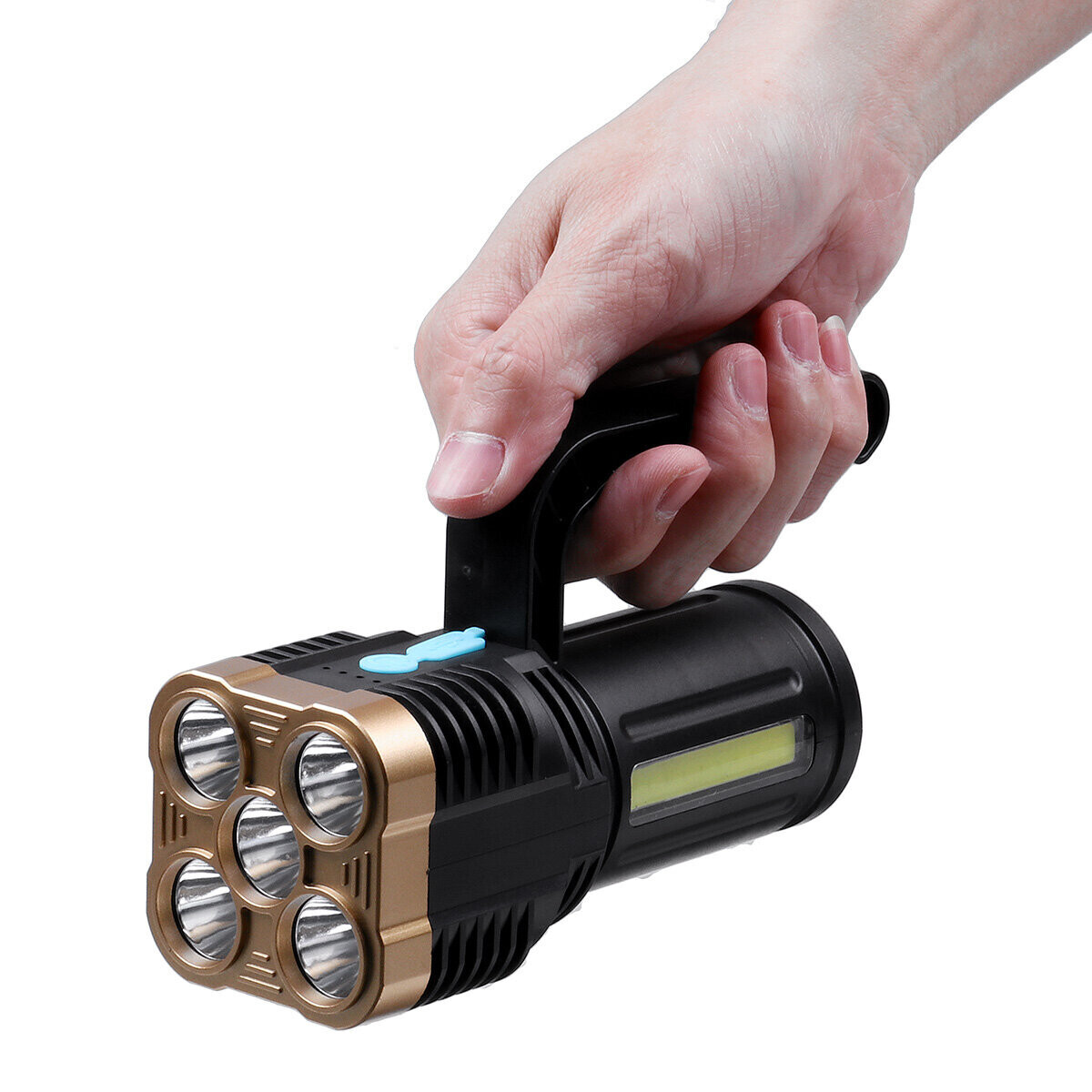 Portable Flashlight Spotlight 5LED Super Bright Rechargeable Handheld ...