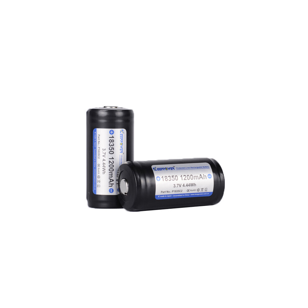 2Pcs Keeppower P1835c2 Imr18350 1200Mah 3.7V 10A Rechargeable 18350 Li-Ion Battery With Box 6908236103806