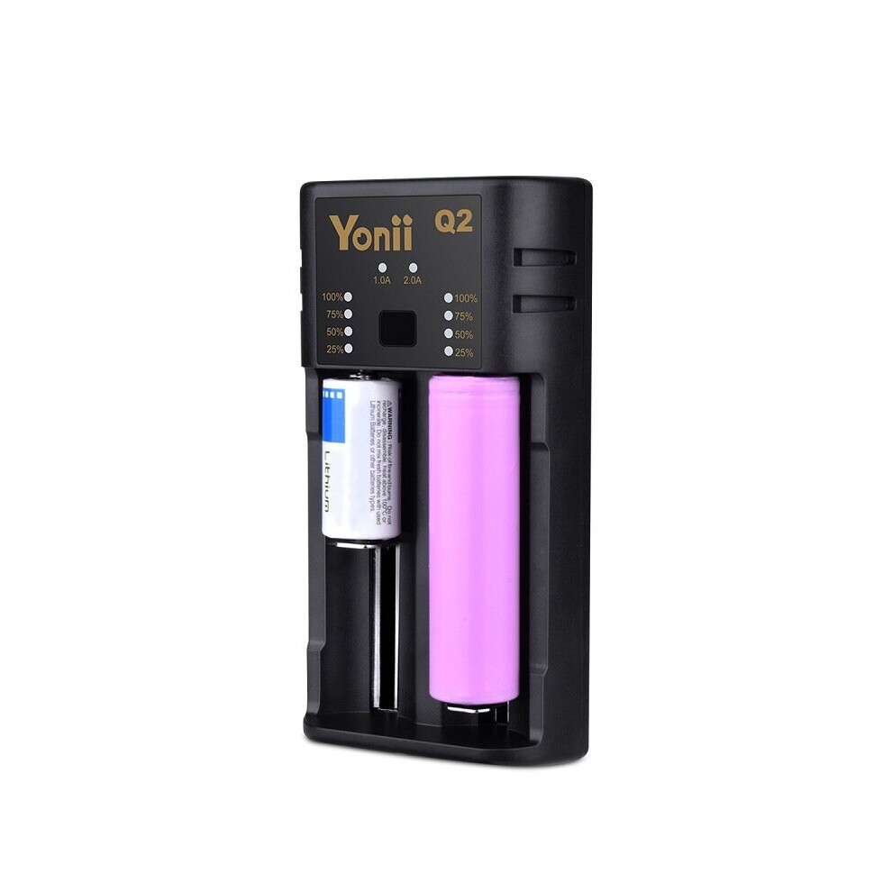 Yonii Q2 Double Slot Usb Rechargeable Lithium Battery Charger Multi-Functional Intelligent Charger For 18650/26650/21700/Aaa Battery 6901250995433