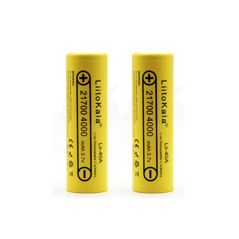 2Pcs Liitokala Lii-40A 21700 4000Mah 3.7V 40A Li-Ni Rechargeable Battery 300023763761