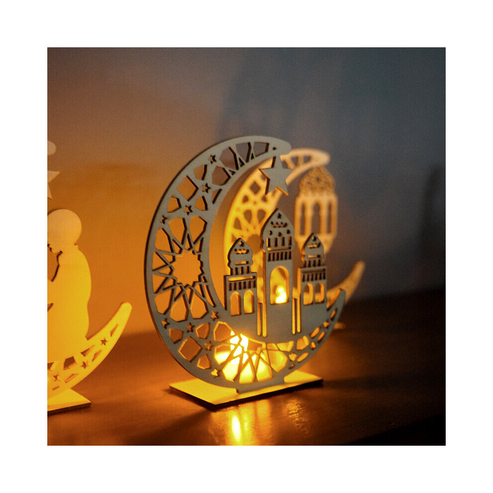 EID Mubarak Wooden Pendant without LED Candles Light Ramadan Decorations For Home Islamic Muslims Party Eid Decor Kareem Ramadan