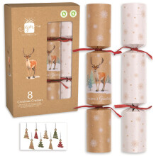Kraft Stag Rustic Christmas Crackers 28cm Box Set Of 8 Plastic Free