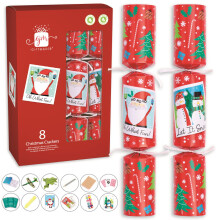 Santa And Snowman Cute Christmas Crackers 28cm Box Set Of 8 Plastic Free