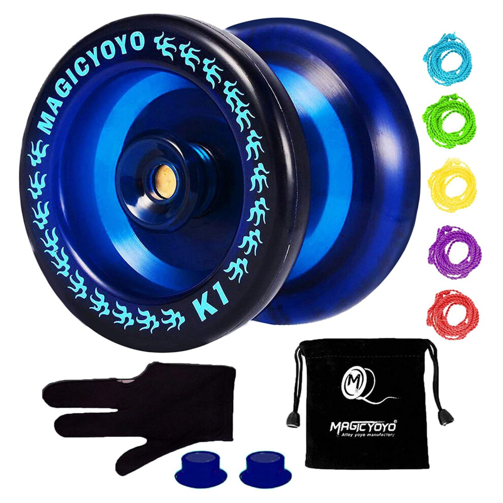 MAGICYOYO Responsive YoYo K1-Plus with Yoyo Sack + 5 Strings and Yo-Yo Glove Gif,Blue