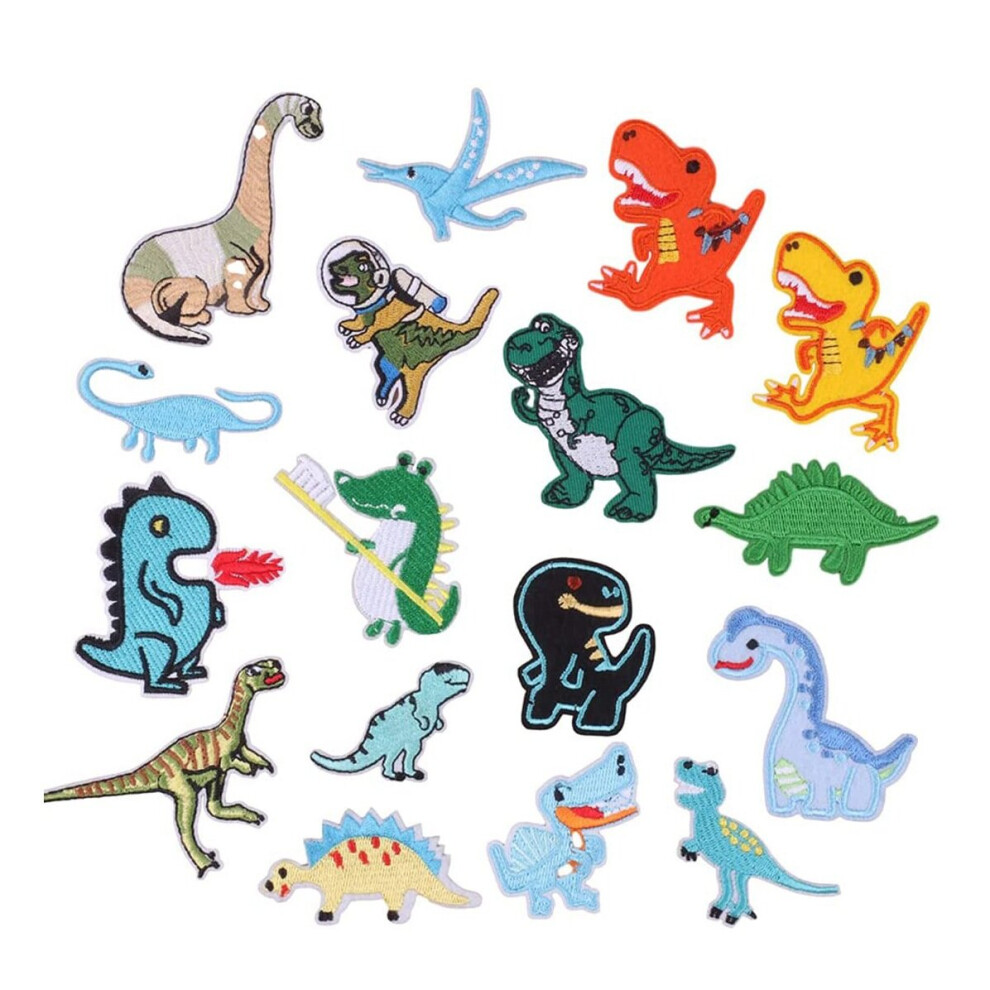 17 PCS Dinosaur Ironing Patch Embroidered Sewing Patches Sew on Applique Decorative for Jackets T-Shirt Jeans Clothing