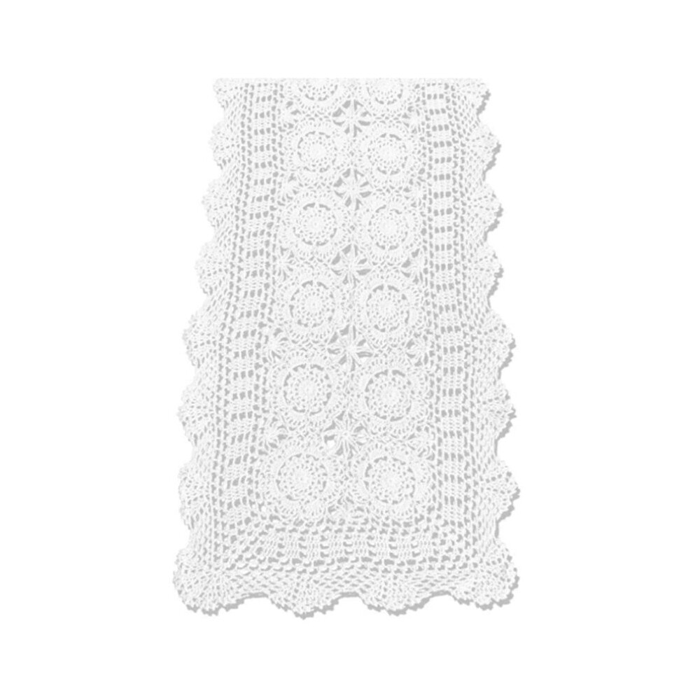 Cotton Handmade Crochet Lace Table Runner White Rectangle Coffee Table Dresser Decor