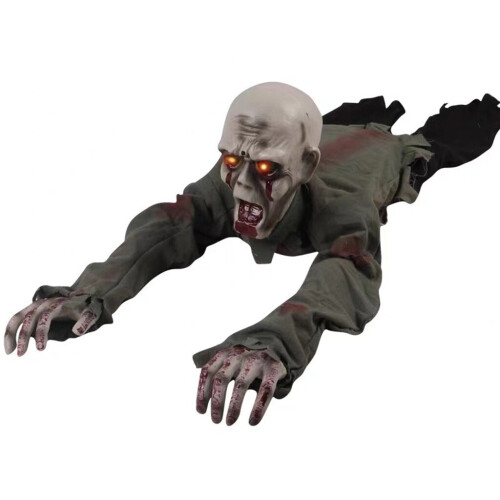 Scary Crawling Ghost Prop with LED Eyes, Screaming Sound, Poseable Arms – 110x30 cm Halloween Haunted House Decoration