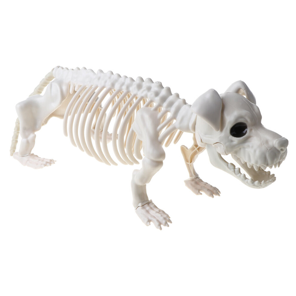 Plastic Scary Skeleton Dog Figurine Ornaments Home Study Decoration Halloween Decor Gift Halloween Presents