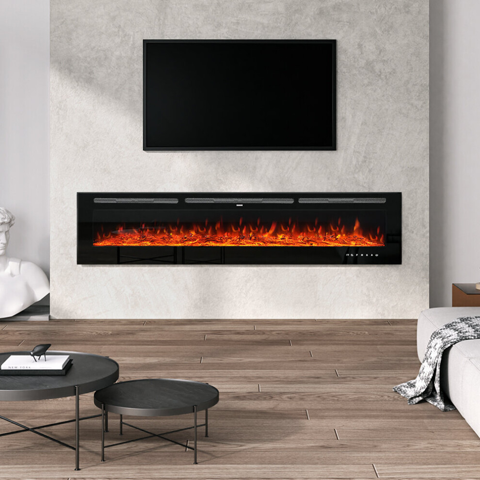 80 Inch LED Electric Fireplace Wall Mounted Wall Insert Heater 9 Flame Colours