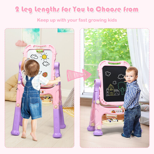 Casart Children's Easel Magnetic&Double Sided w/Adjustable Height Accessories 2