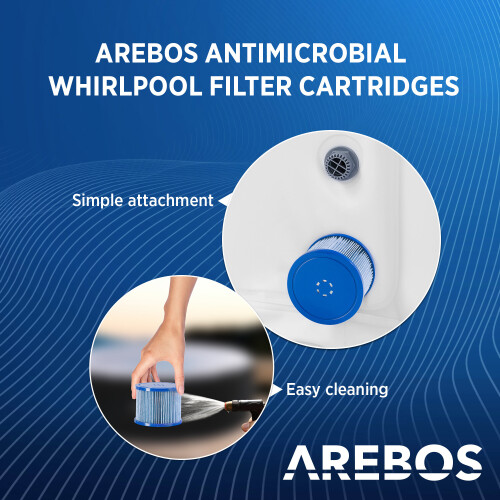 AREBOS AREBOS Pool Filter | 6 x Filter Cartridges Spa Whirlpool | Antimicrobial Filter | Blue 2