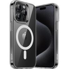 iPhone 15 Pro Max Magnetic Case 6.7-Inch Compatible with MagSafe Wireless Charging, Shockproof Phone Bumper Cover, Anti-Scratch Clear Back (Clear)