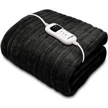 (Black) Dreamcatcher Electric Heated Throw Blanket 160 x 120cm, Machine Washable Soft Fleece Overblanket with Timer and 9 Control Heat Settings Grey