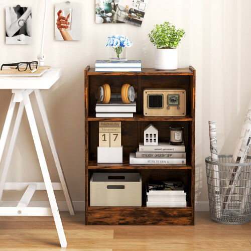 Costway 3-Tier Bookcase Modern Bookshelf Storage Cabinet Display Home Office 1