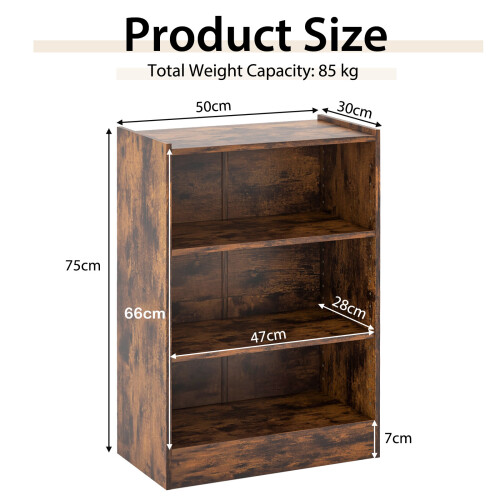 Costway 3-Tier Bookcase Modern Bookshelf Storage Cabinet Display Home Office 2