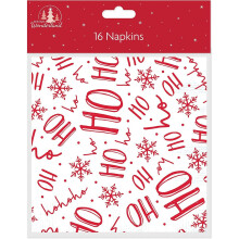Pack Of 16 Christmas Ho Ho Ho Snowflake Design Paper Napkins Table Serviettes