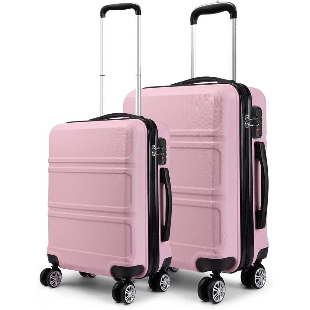 (Pink) 2 PCS Luggage Set 20''+24'' Lightweight ABS Hard Shell Trolley Travel Case With TSA Lock-image-OPC-PCDMPGB-NEW