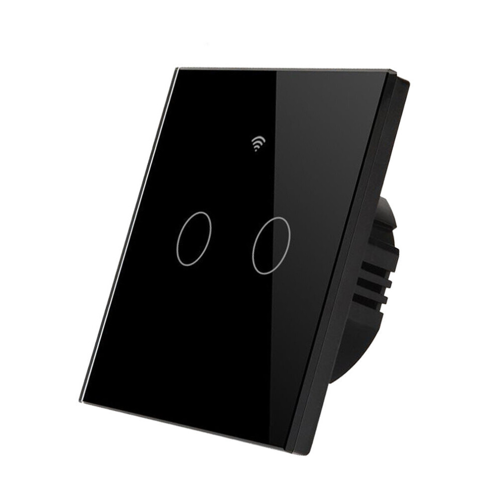 2 Gang Smart Touch Switch with Timer, Black Body APP & Voice Control, Smart Alexa Light Switch Works with Amazon and Google Home, No Neutral Required