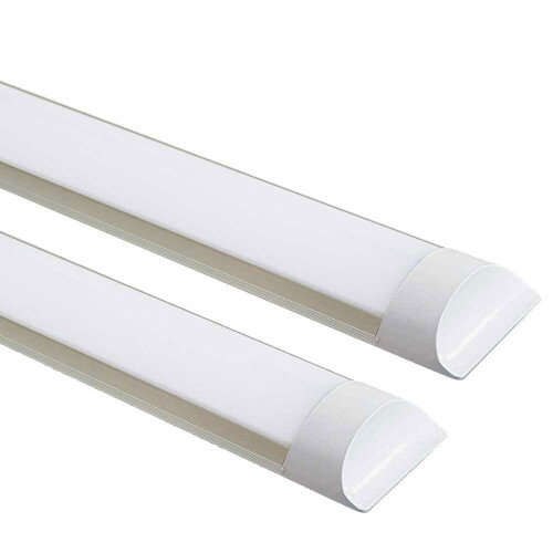 Pack of 2 54W LED Prismatic Batten Fitting Lights, 180cms, 6500K Daylight for Ceiling of Home & Office, Workshop & Garage Lighting