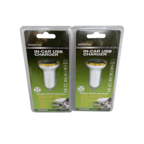 Brookstone Twin USB Car Charger Dual USB Charger x 2