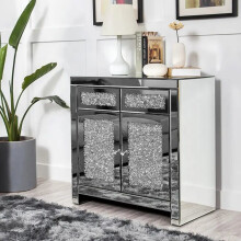 Silver Mirrored Diamond Crush 2 + 2 Chest of Drawers