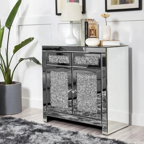 Silver Mirrored Diamond Crush 2 + 2 Chest of Drawers