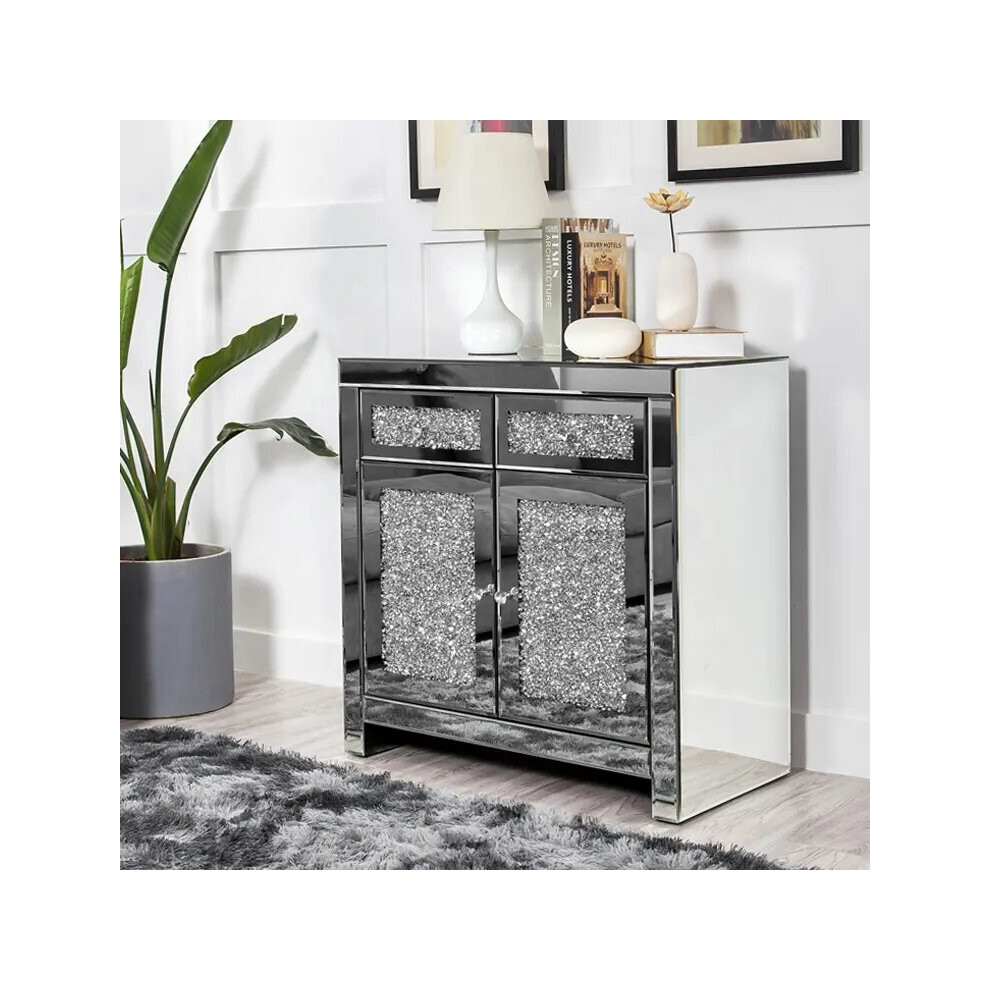 Silver Mirrored Diamond Crush 2 + 2 Chest of Drawers