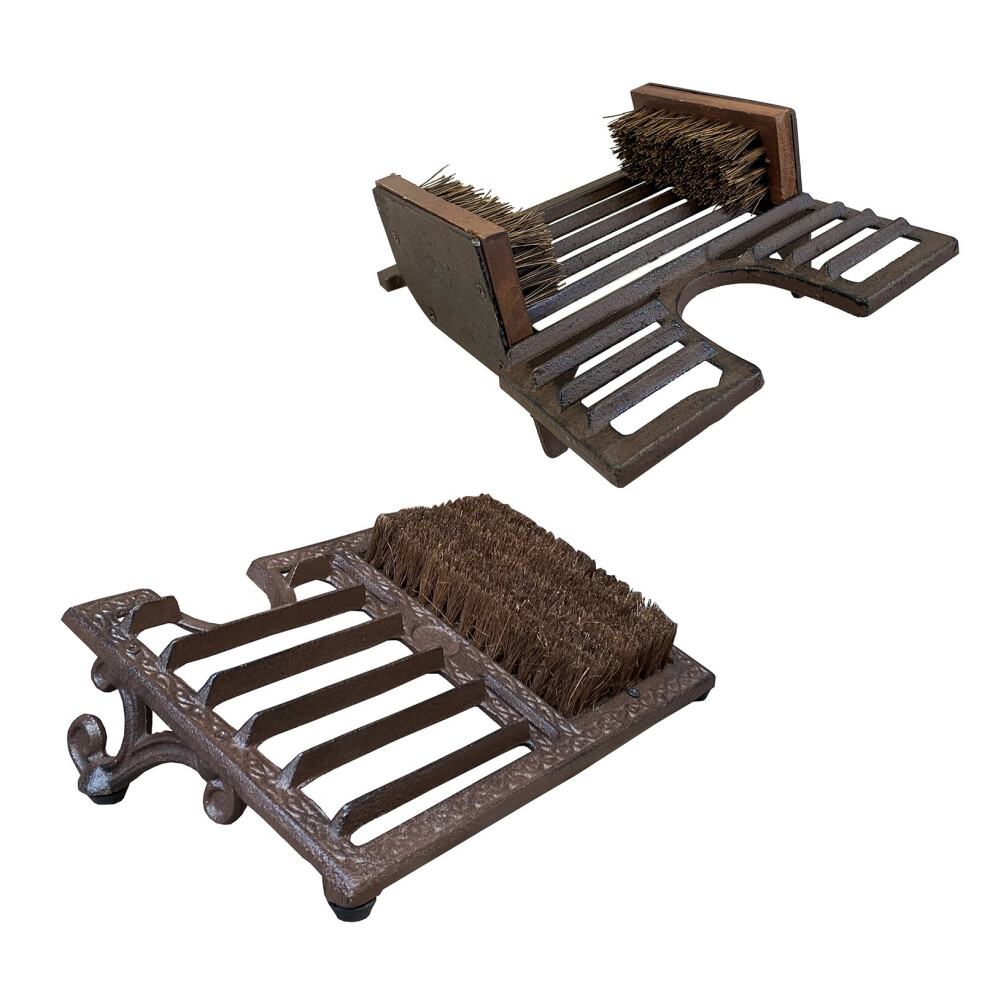 Classic Cast Iron Boot Jack, Scraper and Brush Double Pack