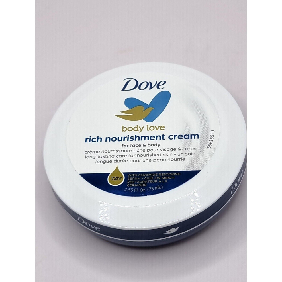 6 x 75ml Dove Body Care Rich Nourishment Cream For Face & Body