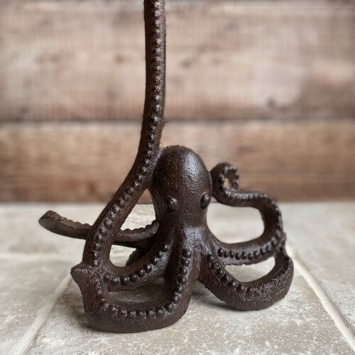 Selections Cast Iron Octopus Wall Dispenser, Floor Loo Roll Holder & Wall Hook 2