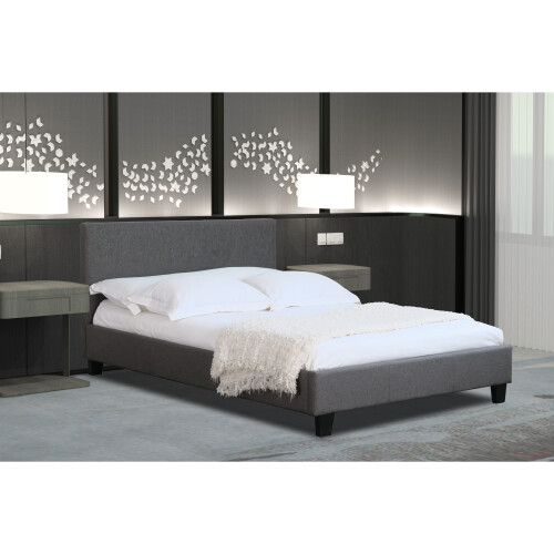 Comfy Living (5ft Kingsize, With Lucy Mattress) Modern Fabric Bedframe Dark Grey