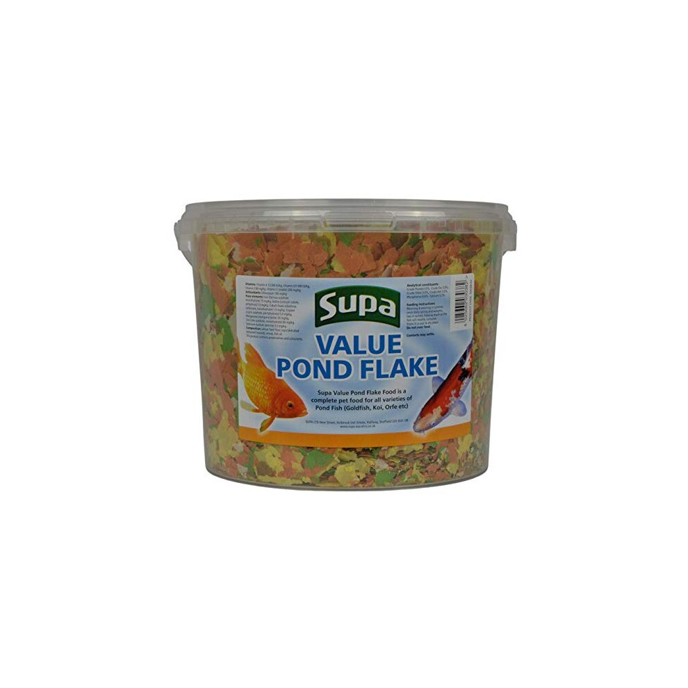 Supa Value Pond Flake Fish Food, 3 Litre Bucket | Premium Quality Koi & Pond Fish Food | Provides A Balanced Diet