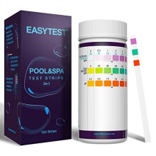 EASYTEST Hot Tub Test Strips, 150 Strips Pool and Spa Test for pH,Total Alkalinity,Free Chlorine and Bromine, Accurate 3 in 1 Pool Water Testing Kit