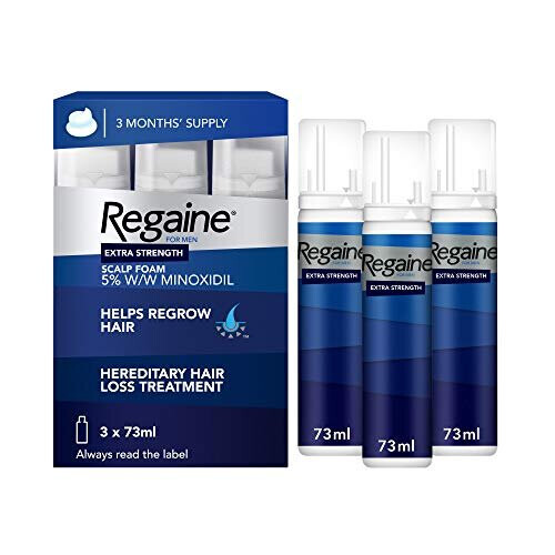 Regaine Regaine for Men Extra Strength Scalp Foam 5 Percent w/w Cutaneous Foam Minoxidil , 3 Month's Supply Easy to Ese Foam, 3 x 73 ml