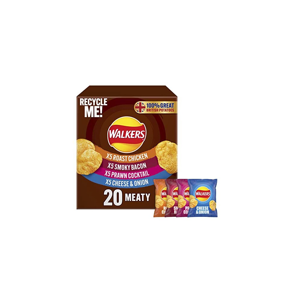 Walkers Meaty Variety Multipack Crisps Box 20x25g