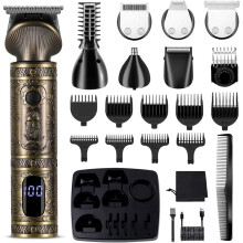 Surker Beard Trimmer Kit Professional Hair Clipper Trimmer Zero Gapped T-Blade Trimmer Electric Shaver Razor Nose Body Trimmer for Men Cordless