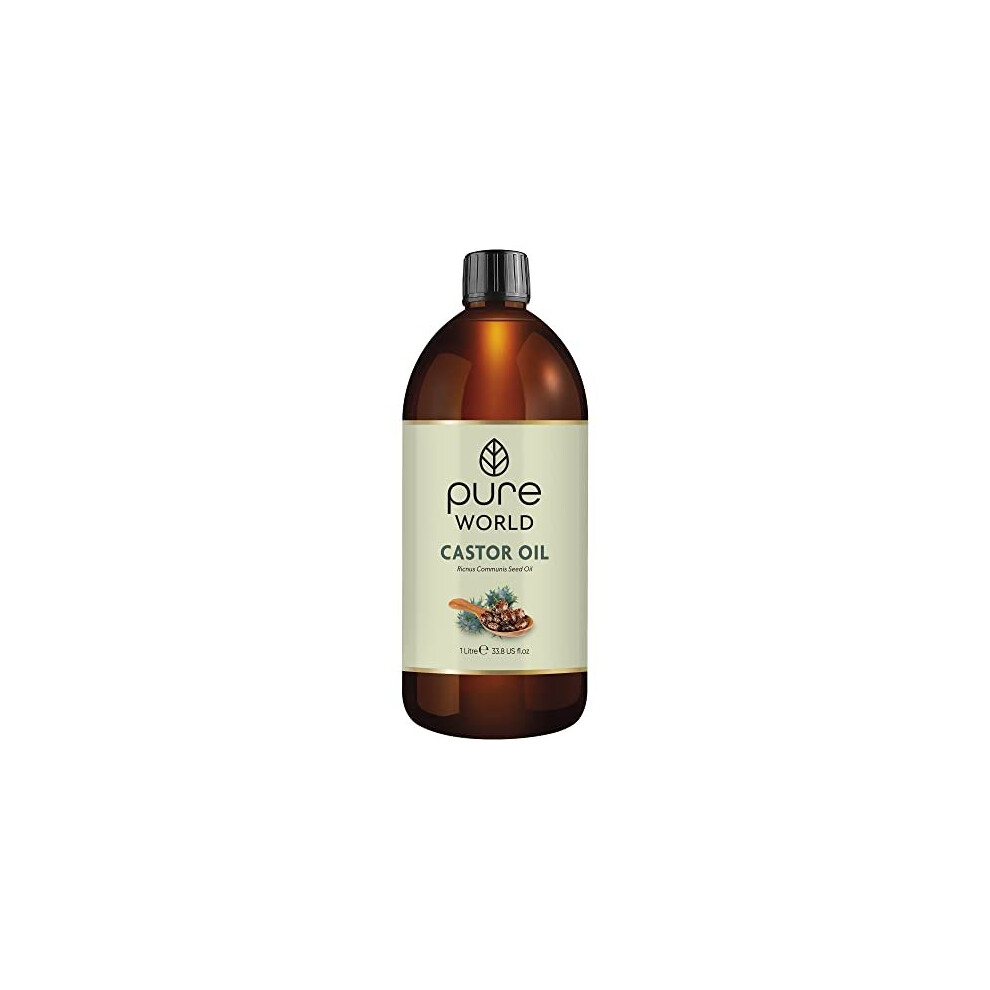 Pure World Castor Oil 1 Litre. Cold Pressed 100% Pure and Natural Eyebrows, Nails, Beard, Hair, Eyelash Growth 1 Litre Cruelty Free