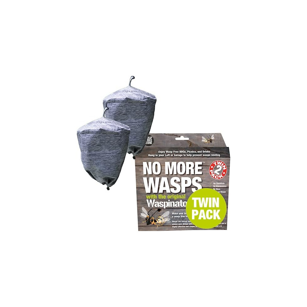 Waspinator Twin Pack - Wasp Repellent for Outdoor Areas, Decoy/False Wasp Nests, Garden Wasp Deterrent, Artificial/Fake Wasp Nest, Deterrents for